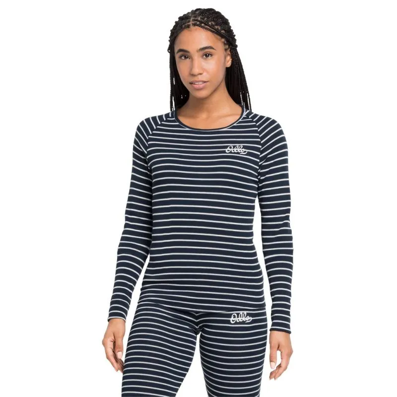 CAMISETA ODLO ACTIVE WARM ORIGINALS ECO STRIPE (ZAFIRO OSCURO  ODLO GRIS PLATA) MUJER