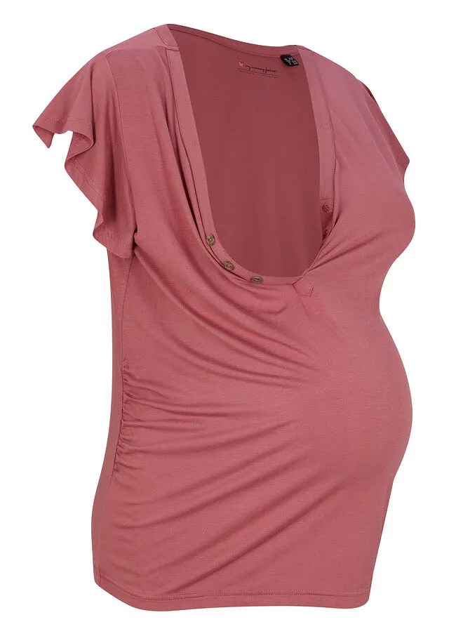 Camiseta premamá/de lactancia con viscosa sostenible Granate suave