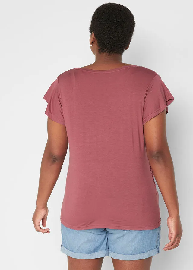 Camiseta premamá/de lactancia con viscosa sostenible Granate suave