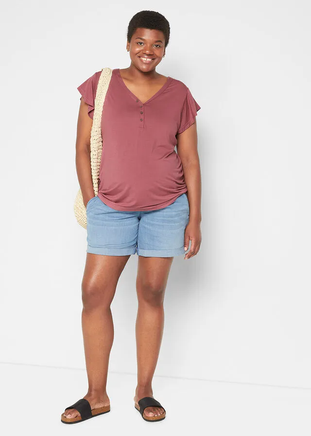 Camiseta premamá/de lactancia con viscosa sostenible Granate suave