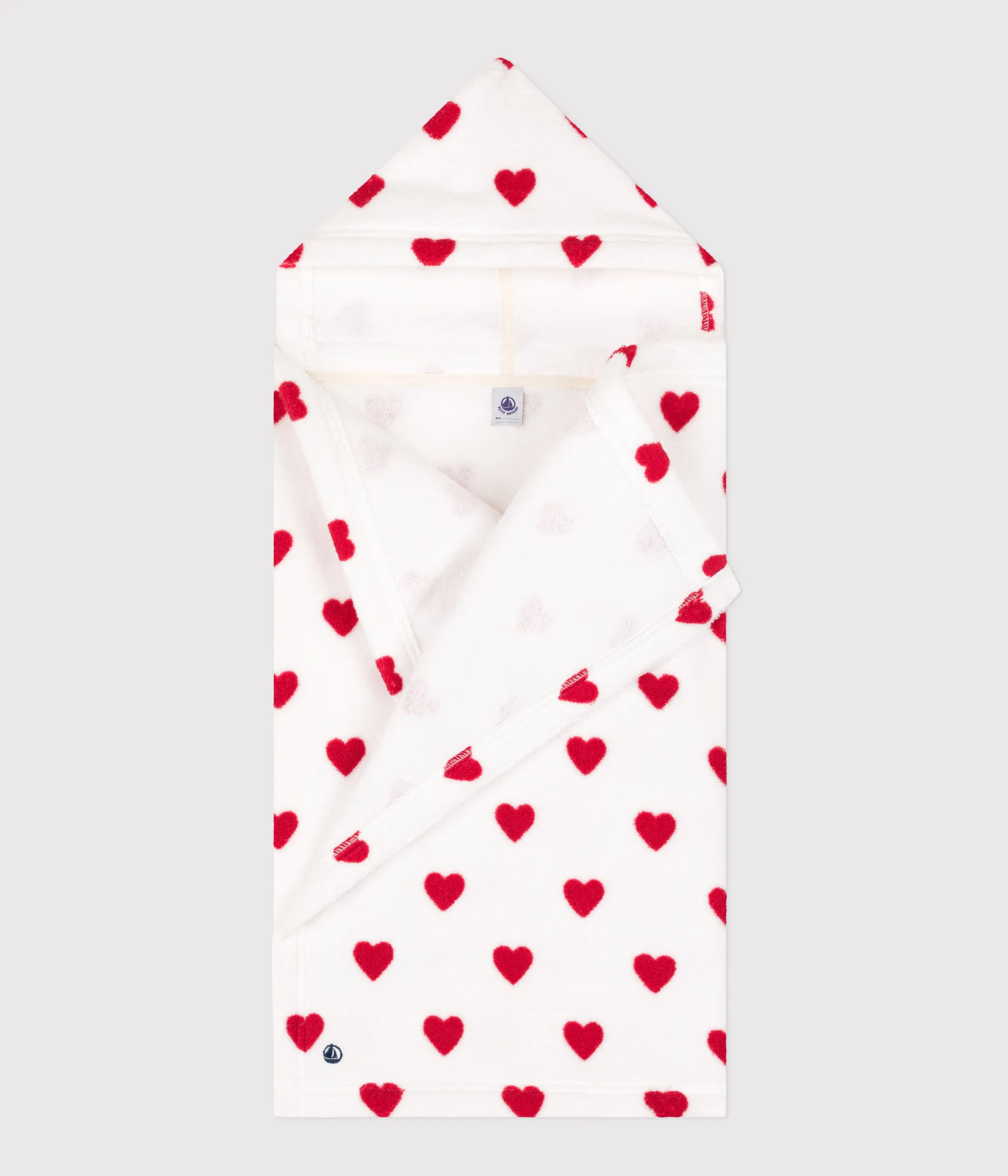 Capa de baño de algodón con corazones en multicolor