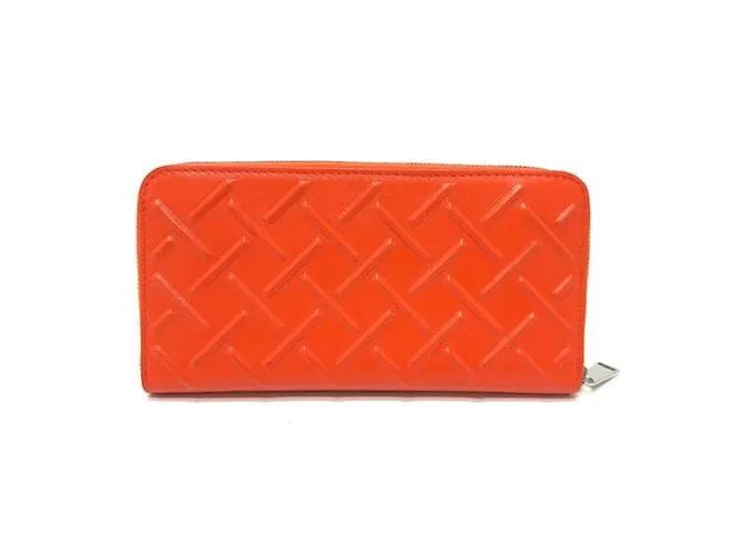 Cartera larga de cuero naranja Bottega Veneta 