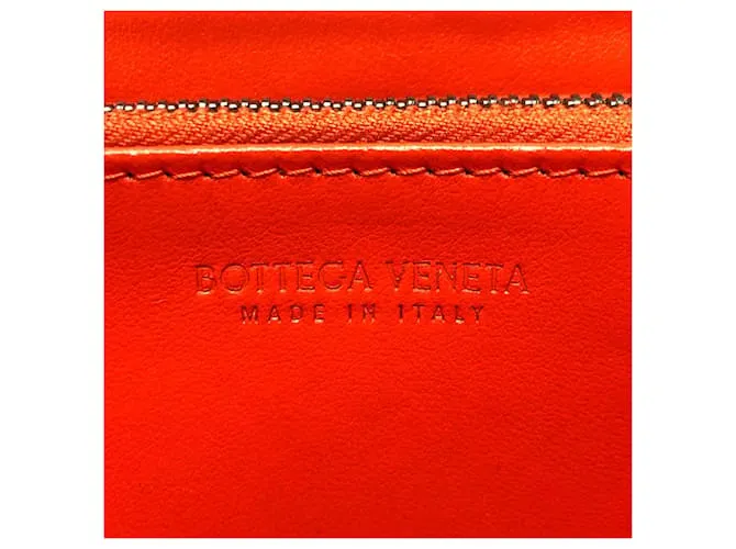 Cartera larga de cuero naranja Bottega Veneta 