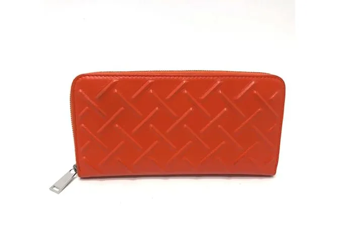 Cartera larga de cuero naranja Bottega Veneta 