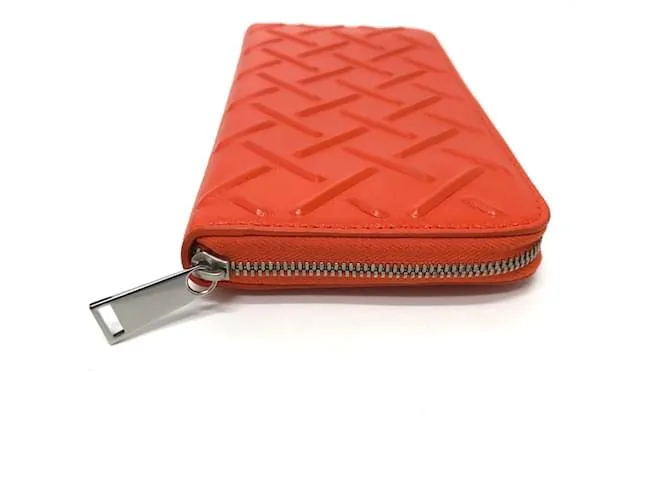 Cartera larga de cuero naranja Bottega Veneta 