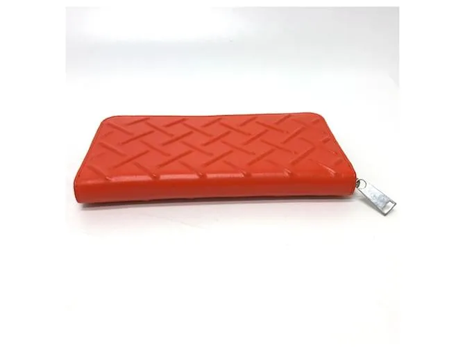 Cartera larga de cuero naranja Bottega Veneta 