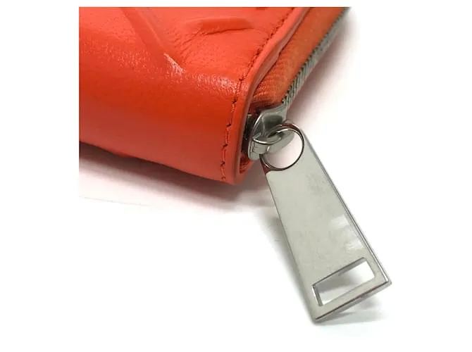Cartera larga de cuero naranja Bottega Veneta 