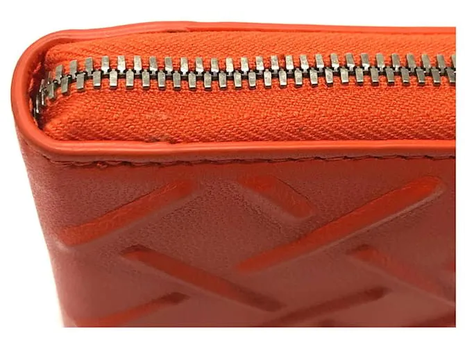 Cartera larga de cuero naranja Bottega Veneta 