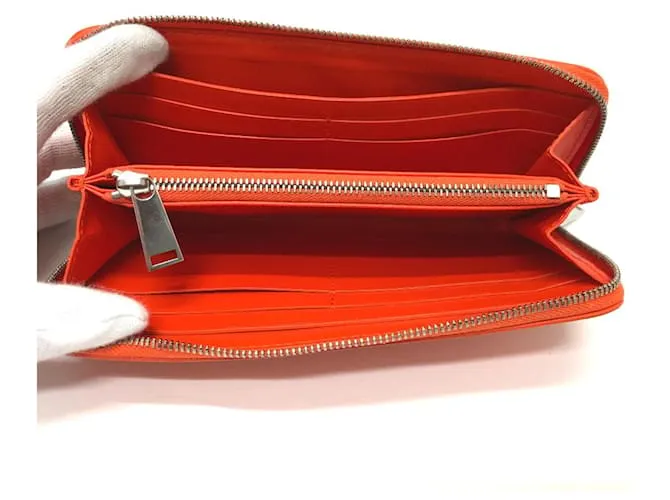 Cartera larga de cuero naranja Bottega Veneta 