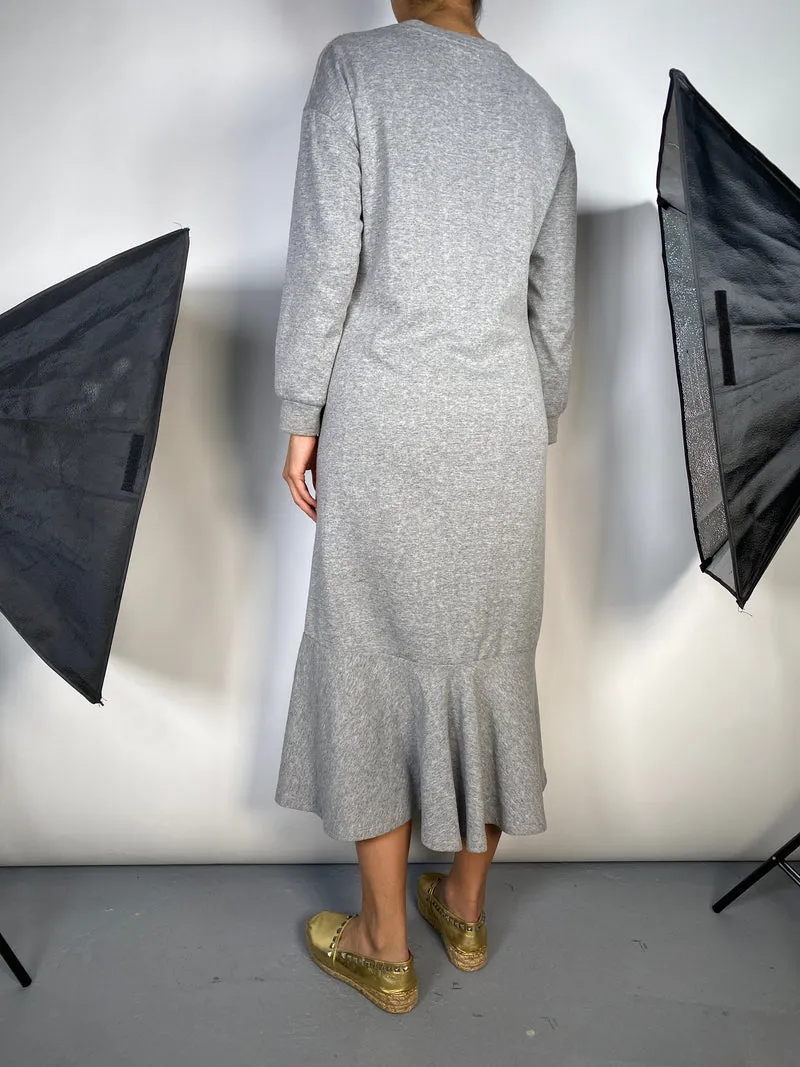 CHAIA Vestido Midi Gris Manga Larga