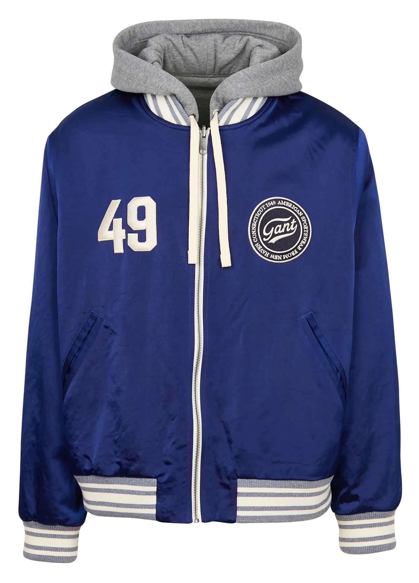 Chaqueta con capucha reversible en azul