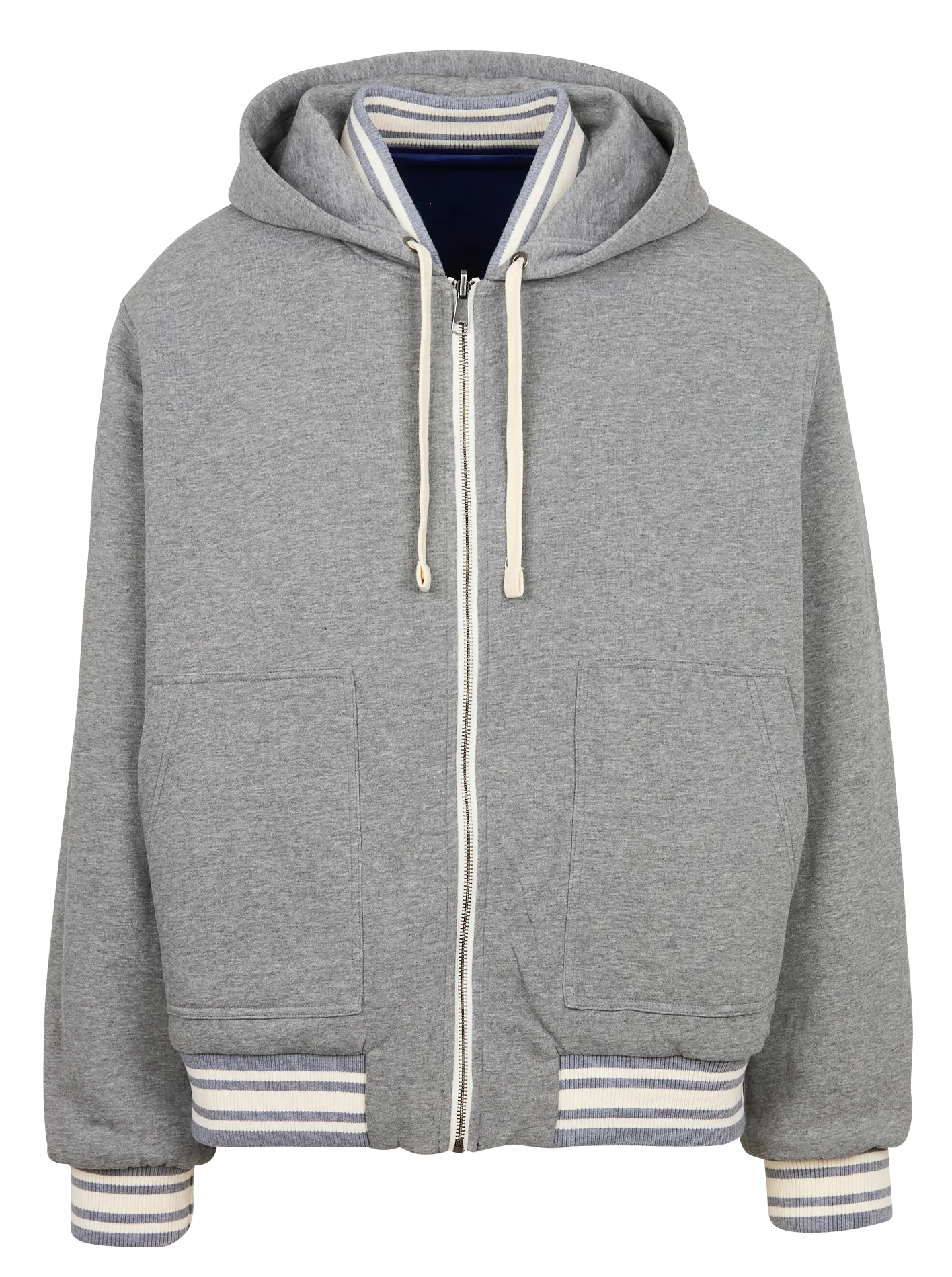 Chaqueta con capucha reversible en azul