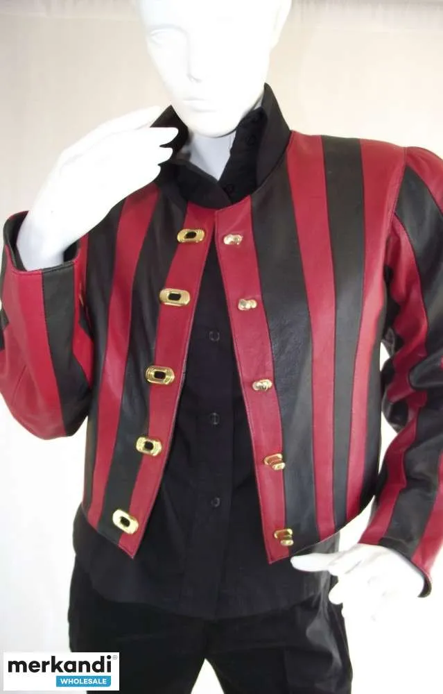 Chaqueta de cuero MIKE & CHRIS de primera calidad y diseño, negro/rojo