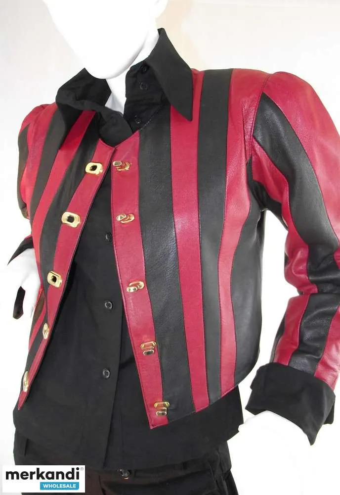 Chaqueta de cuero MIKE & CHRIS de primera calidad y diseño, negro/rojo