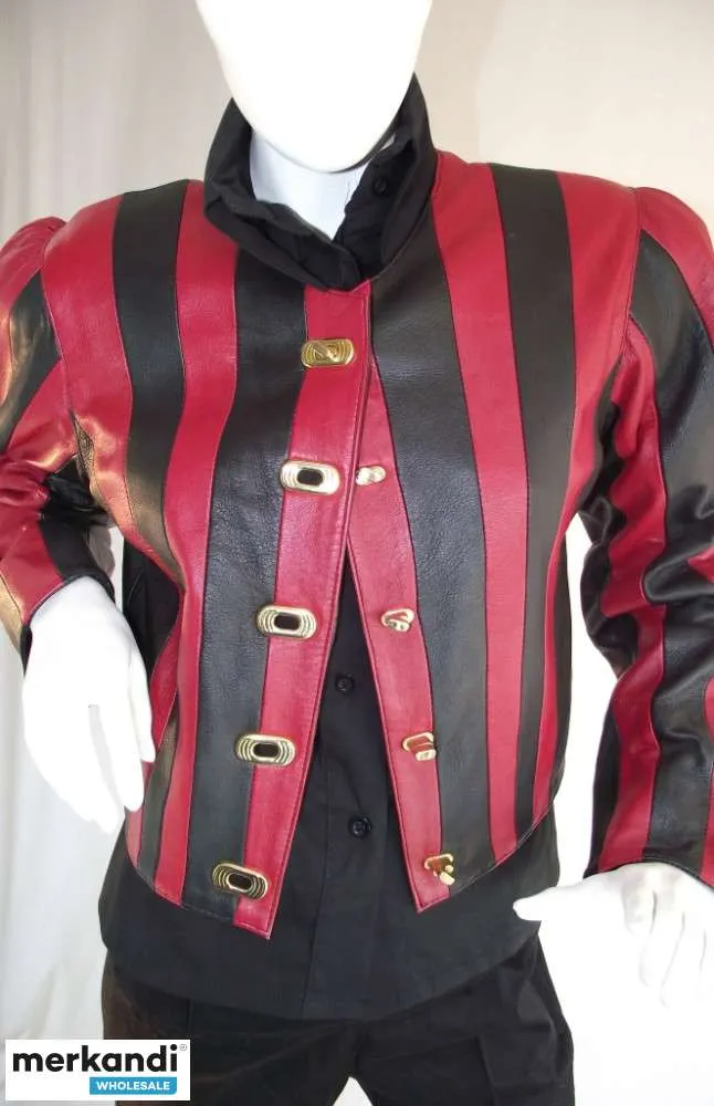 Chaqueta de cuero MIKE & CHRIS de primera calidad y diseño, negro/rojo