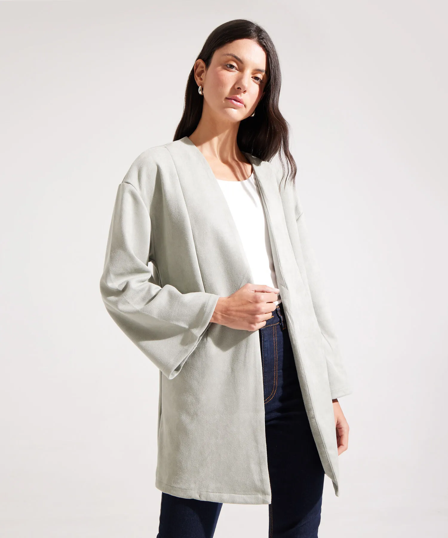 CHAQUETA LARGA EN SUEDE