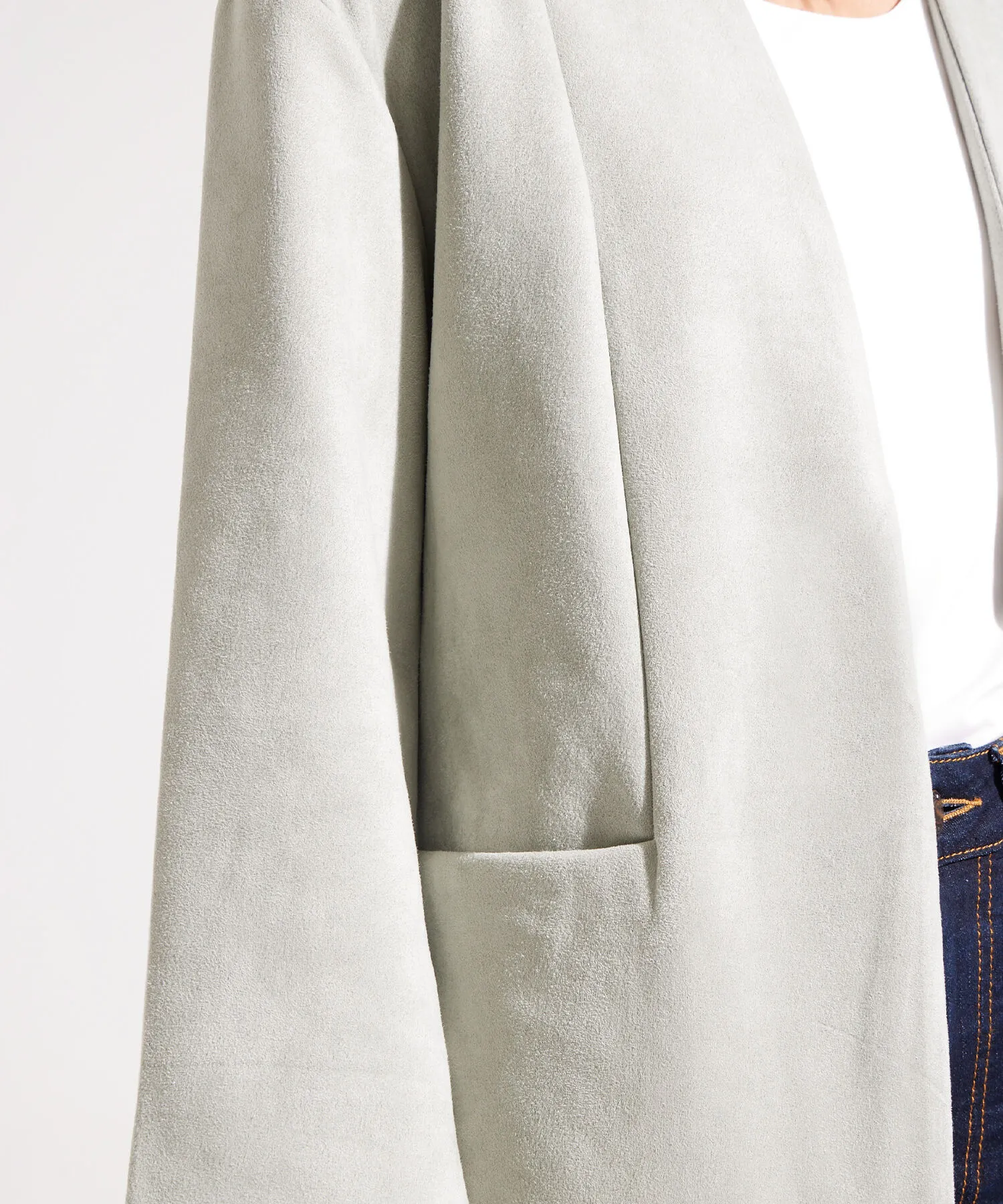 CHAQUETA LARGA EN SUEDE