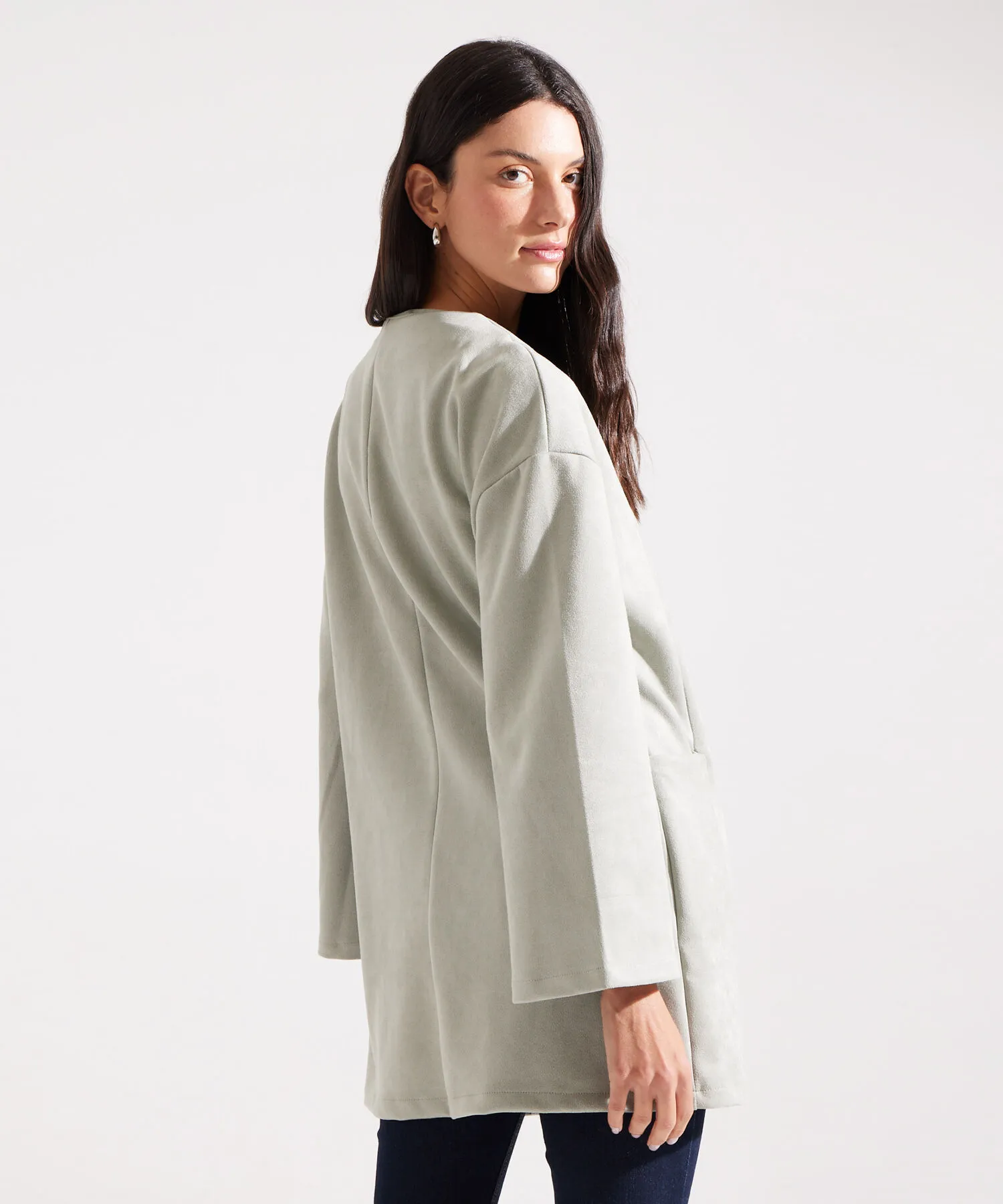 CHAQUETA LARGA EN SUEDE