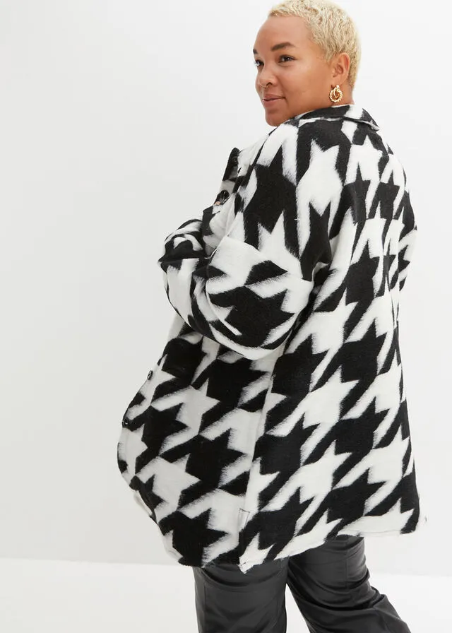 CHAQUETA NEGROBLANCO LANA CON PATRóN PATA DE GALLO