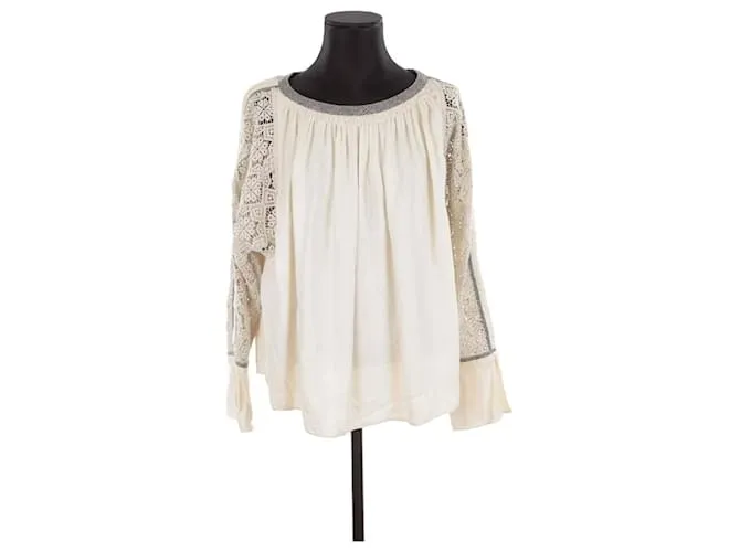 Chloé Top de lino de manga larga Crudo 