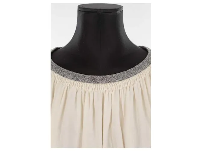 Chloé Top de lino de manga larga Crudo 