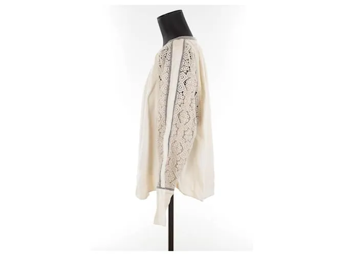 Chloé Top de lino de manga larga Crudo 