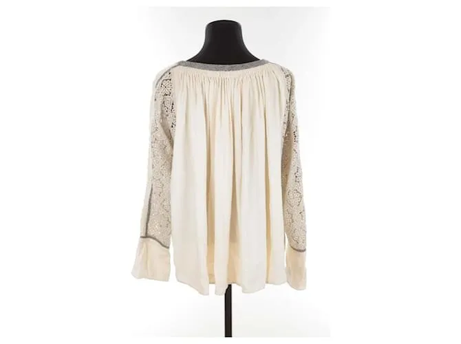 Chloé Top de lino de manga larga Crudo 