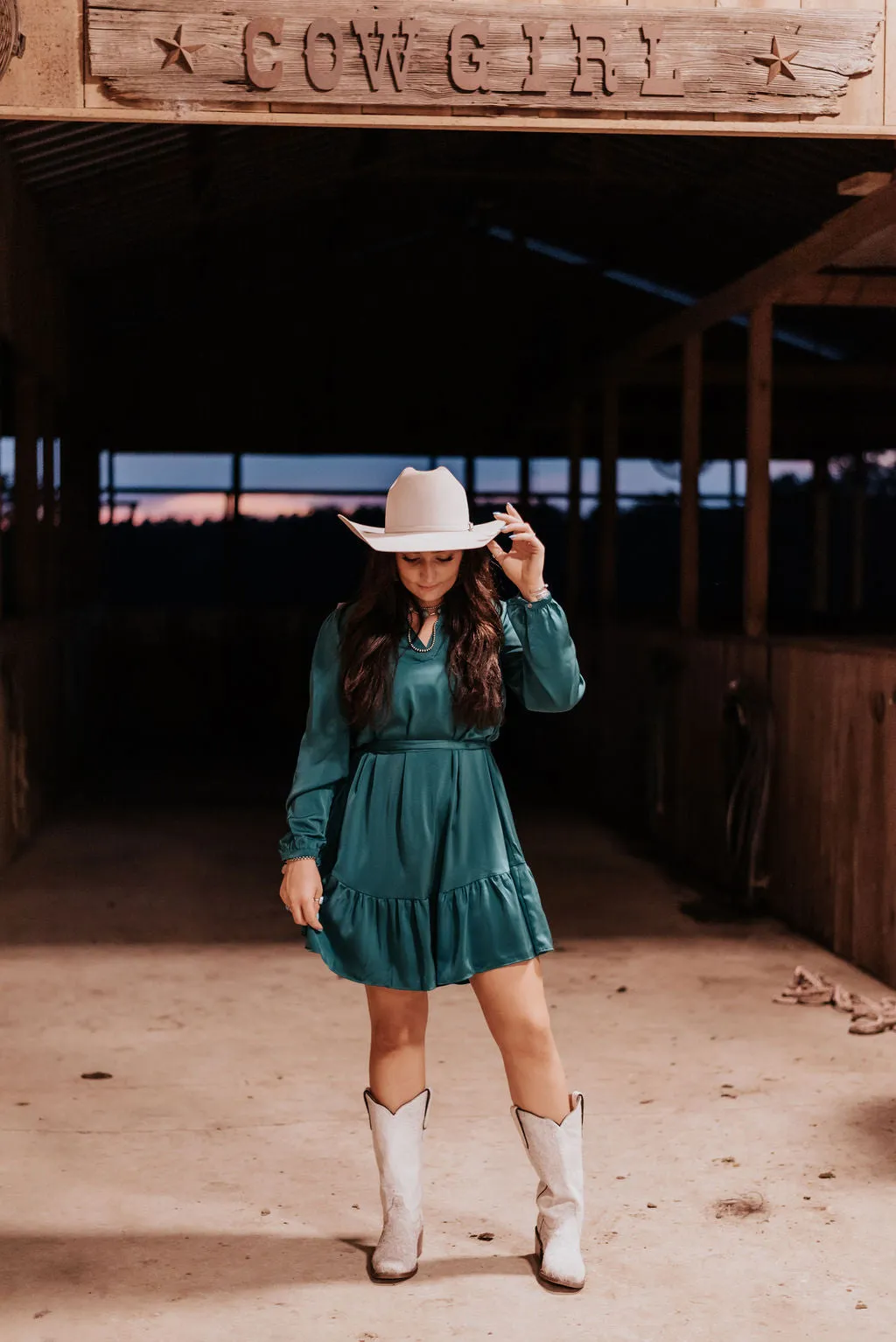 CIDER & SUNSETS GREEN DRESS