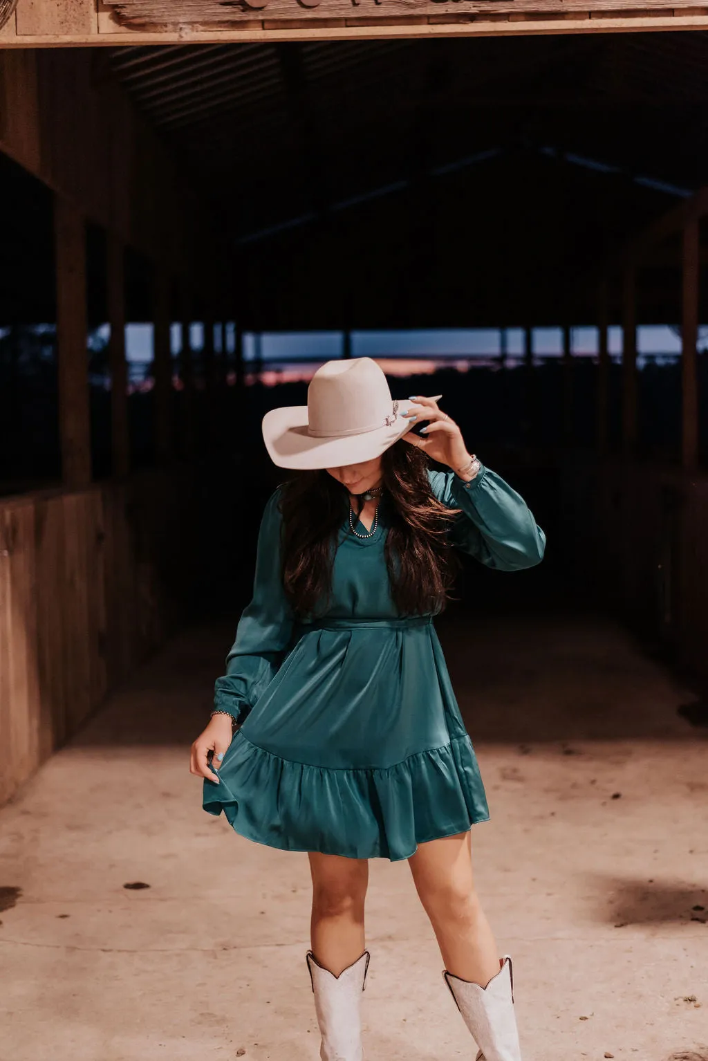 CIDER & SUNSETS GREEN DRESS