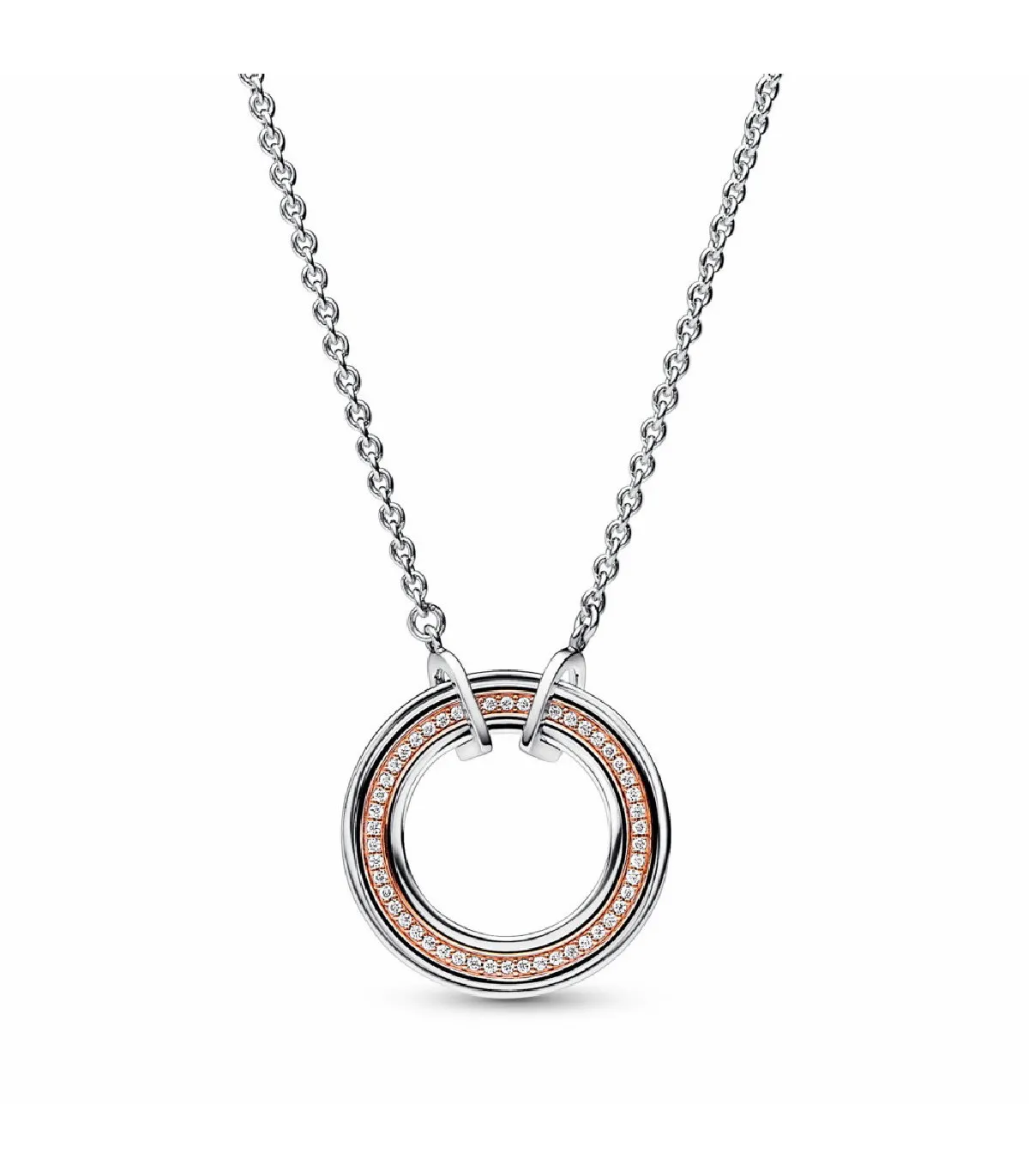 COLLAR PANDORA LOGO Y PAVé EN DOS TONOS  382772C01