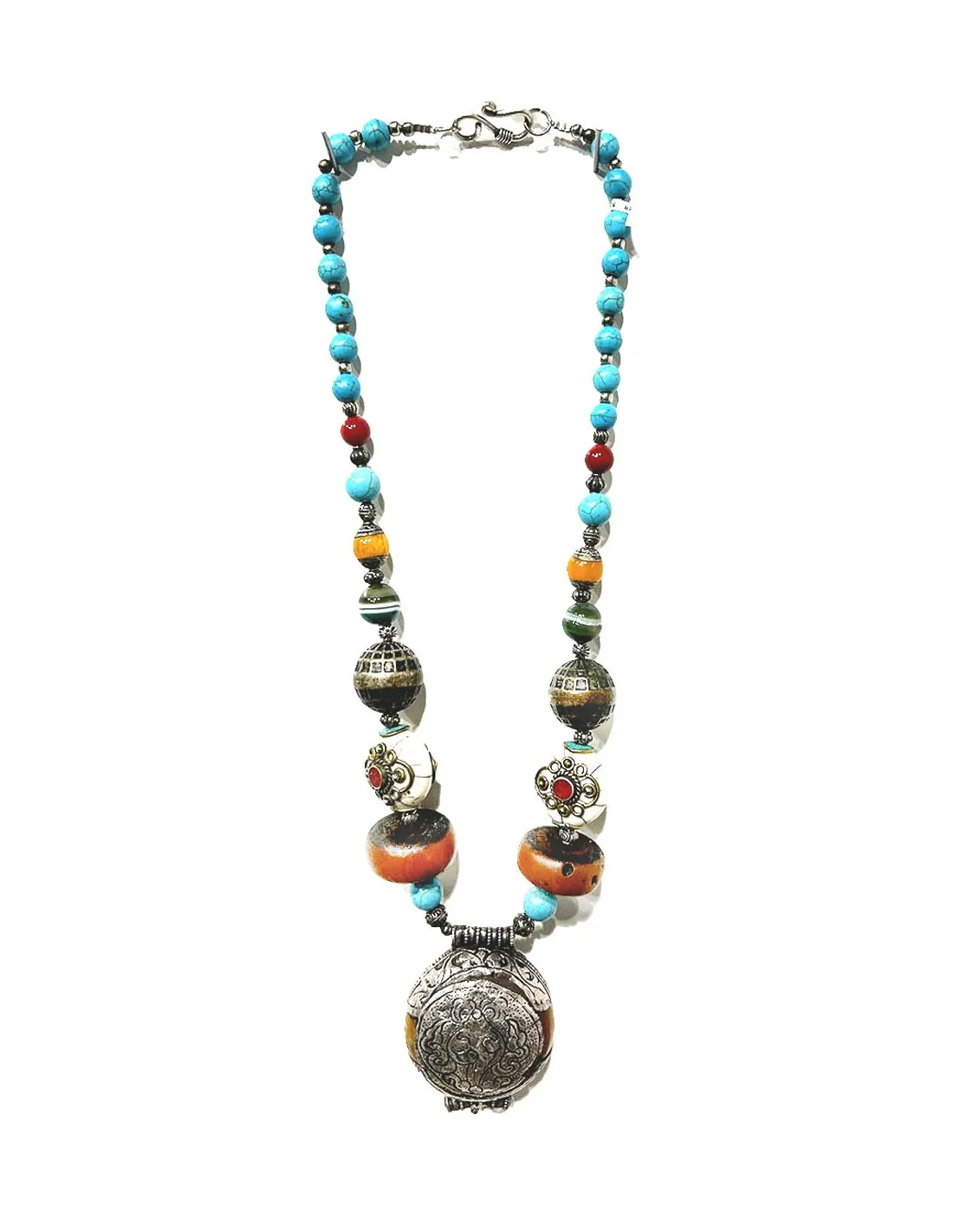 COLLARES MUJER TIBETANOS CON MEDALLON OM TRIBAL Y ARTESANAL