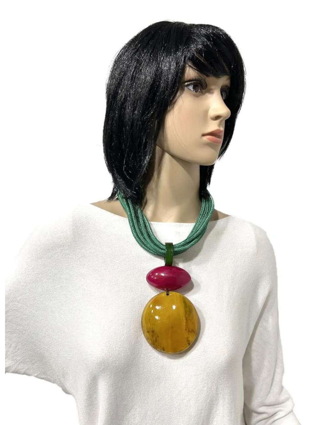 COLLARES VERDES ESTILO IBIZA Y COLGANTE ARTESANAL AFRICANO