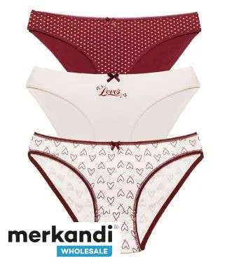 Consigue bragas de mujer de moda en un pack de 3 con colores mixtos para la venta al por mayor desde Turquía, hechas de algodón 