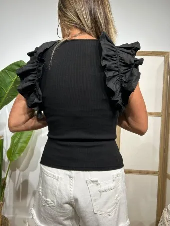 Cuerpo Canalé Volantes CHEEKS Negro