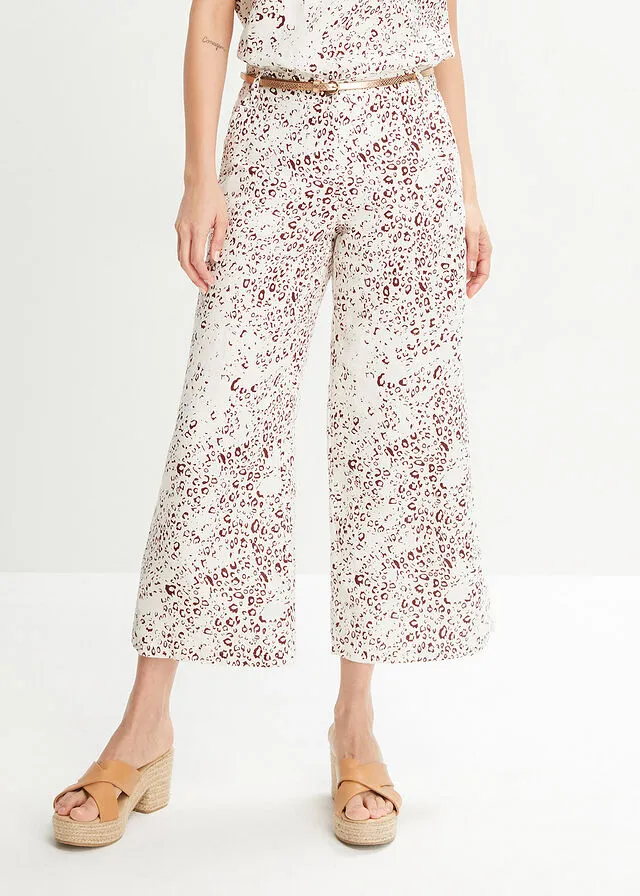 CULOTTE BLANCO LANAGRANATE OSCURO CON ESTAMPADO DE LEOPARDO