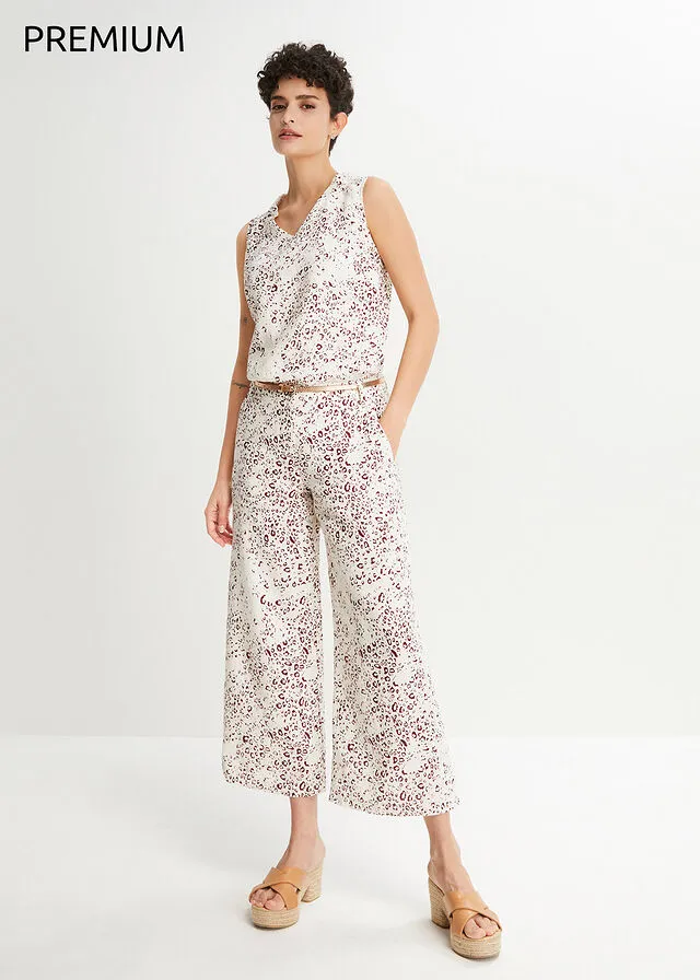 CULOTTE BLANCO LANAGRANATE OSCURO CON ESTAMPADO DE LEOPARDO