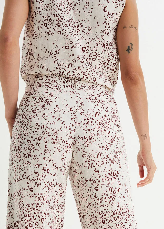 CULOTTE BLANCO LANAGRANATE OSCURO CON ESTAMPADO DE LEOPARDO