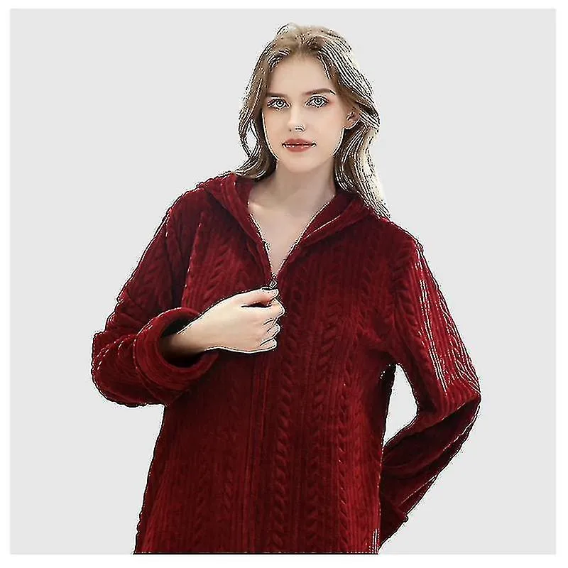 Damas Vestido de vestir con capucha Bata de baño Cálido Suave De mujer Lana Cremallera Túnicas largas