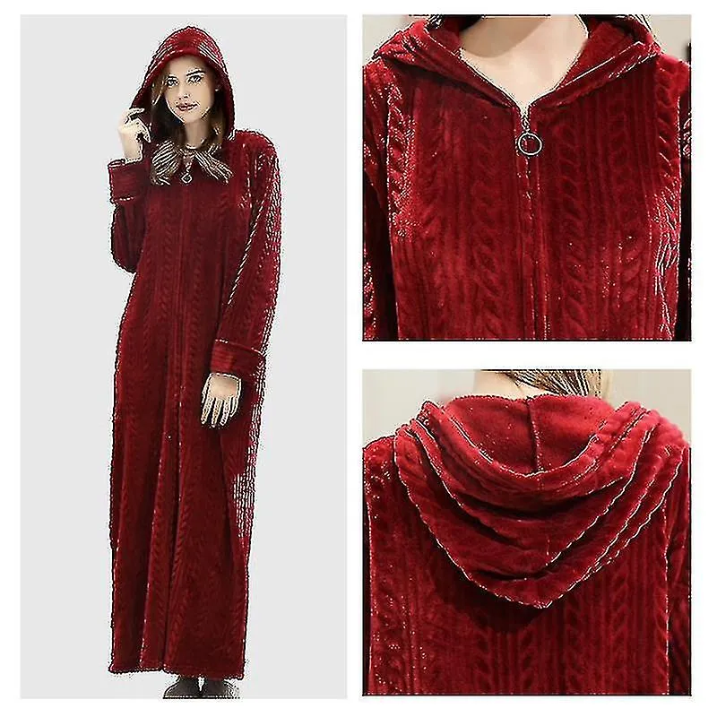 Damas Vestido de vestir con capucha Bata de baño Cálido Suave De mujer Lana Cremallera Túnicas largas