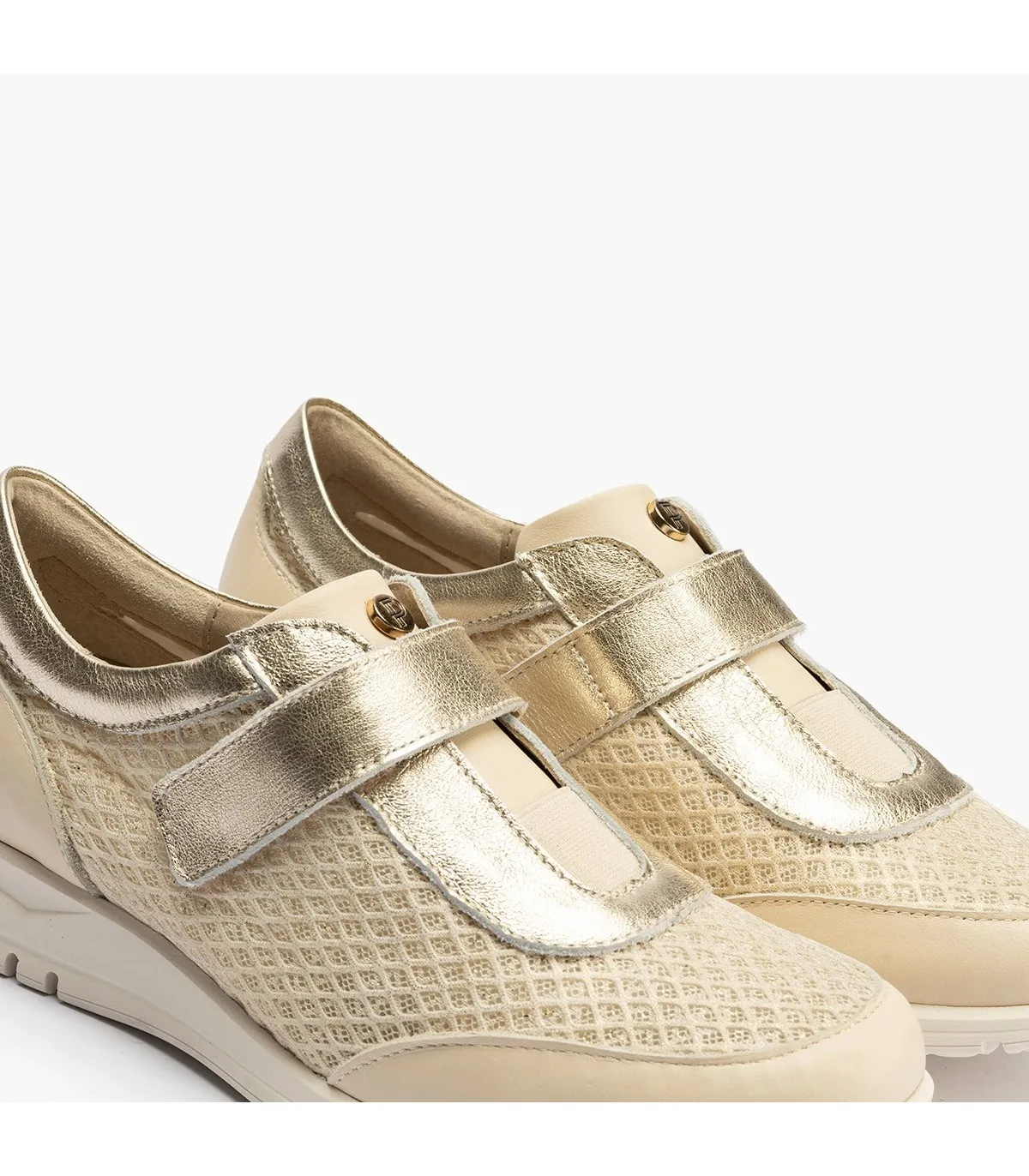 Deportivos de mujer en piel combinada con velcro y suela de