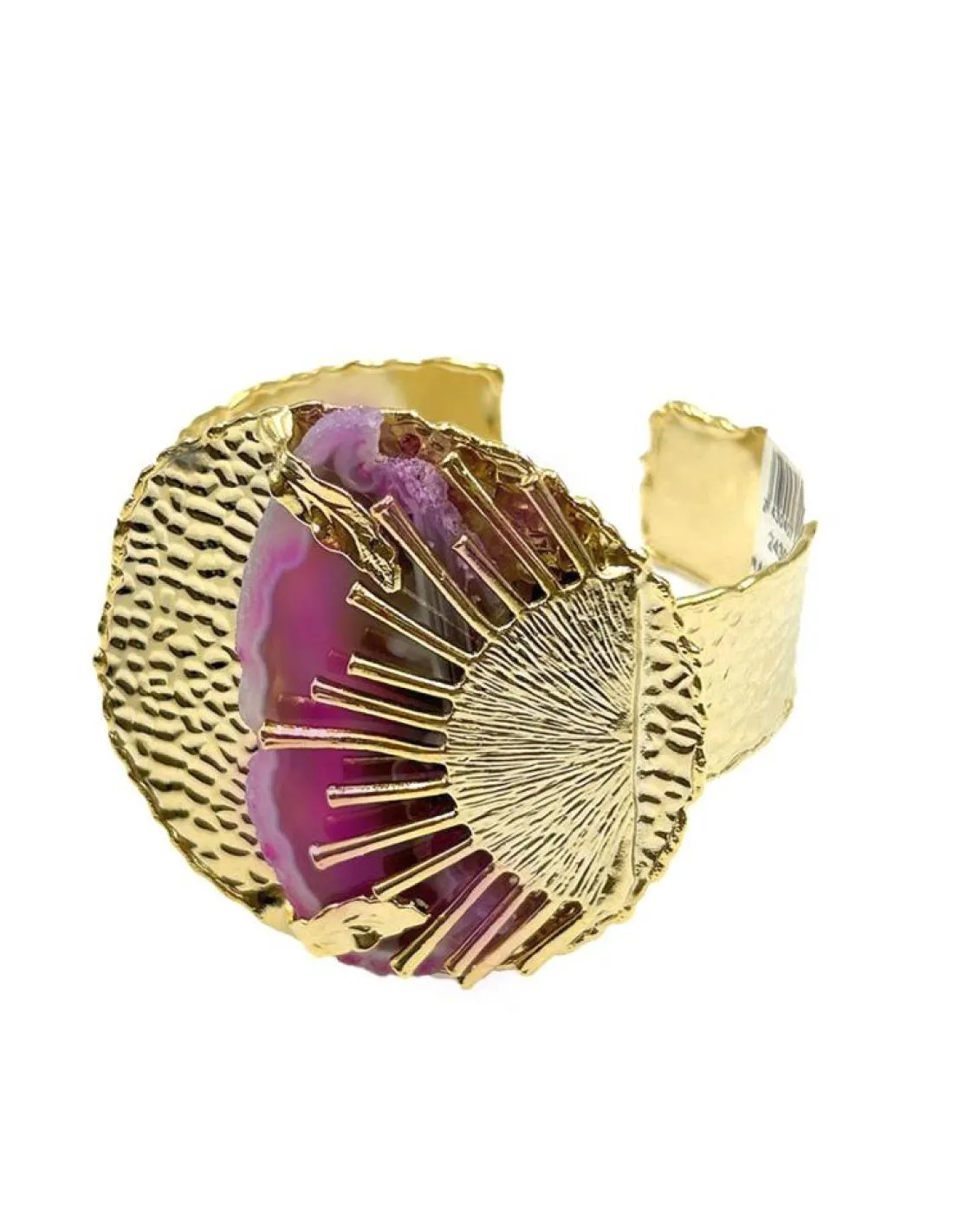 DORADOS BRAZALETES DE PIEDRAS FUCSIAS DE DISEÑO ESTRELLADO PARA BODAS