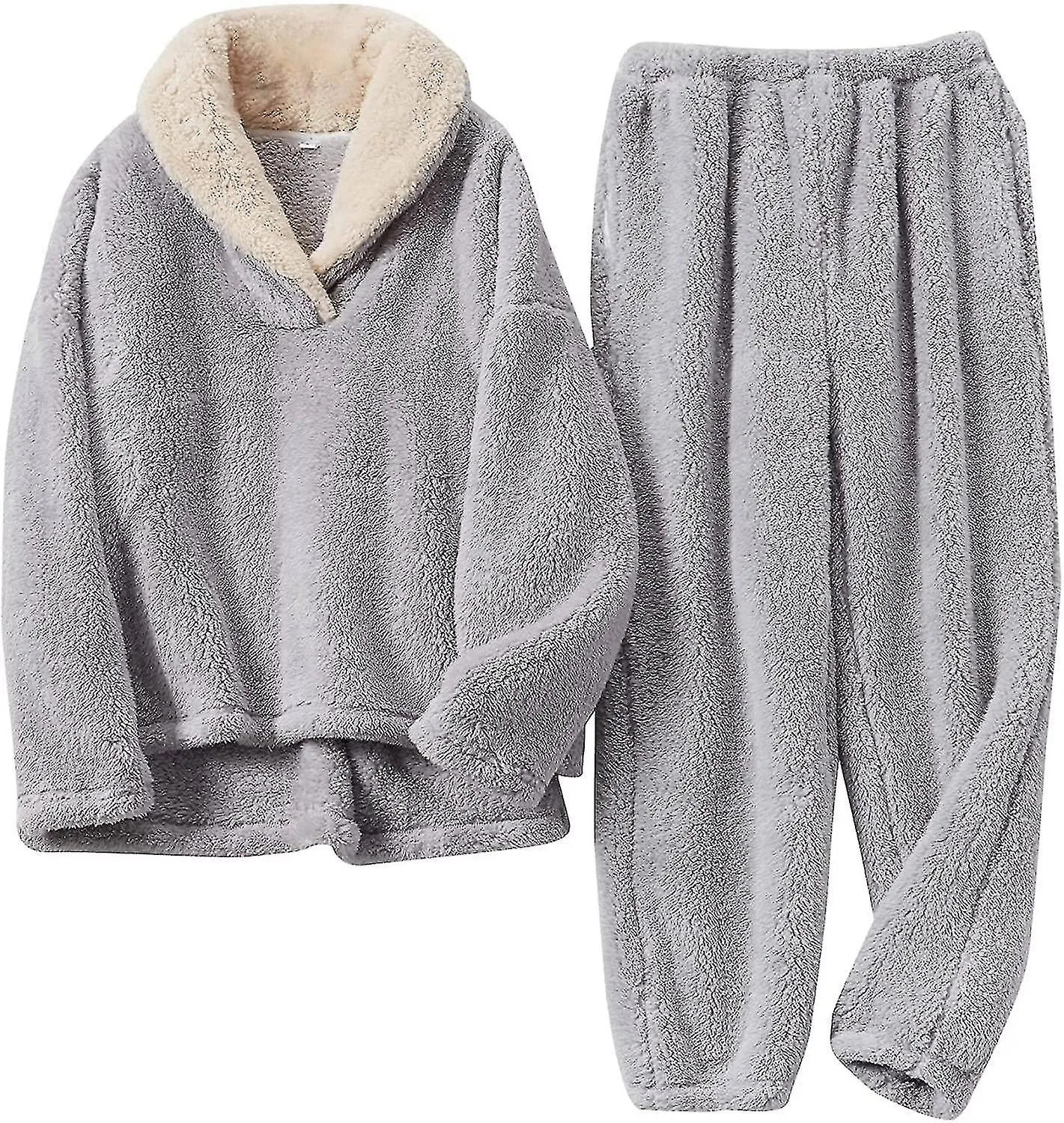 FLEECE PAJAMAS FOR WOMEN SOFT COMFY FLUFFY PAJAMAS SET PULLOVER PANTS PLUSH WARM CLOTHES FOR WINTER SLEEPWEARAM