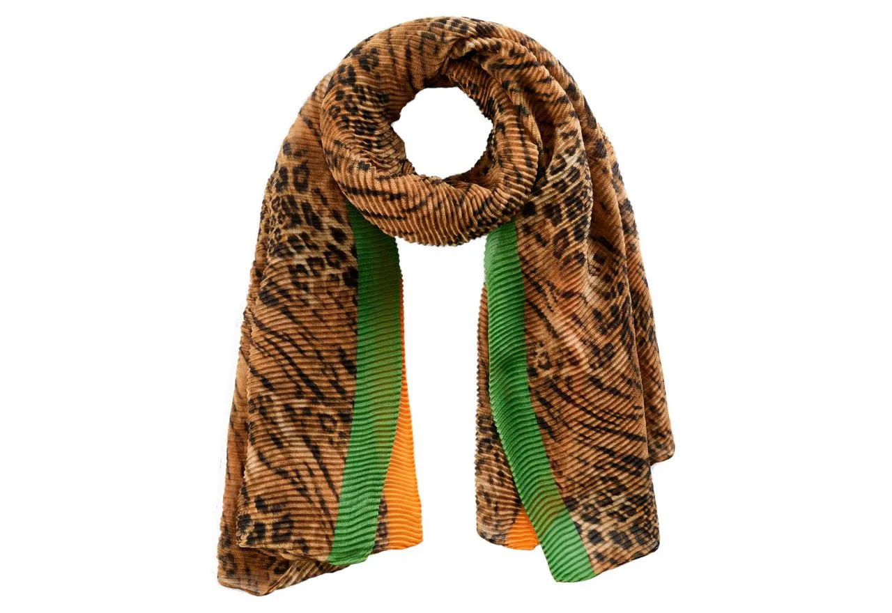 Foulard Marron Estampado Animal Print Filo Naranja