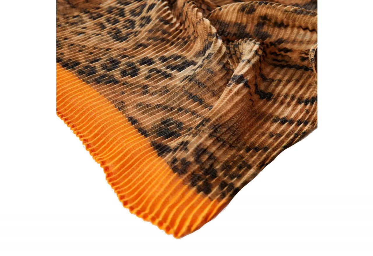 Foulard Marron Estampado Animal Print Filo Naranja