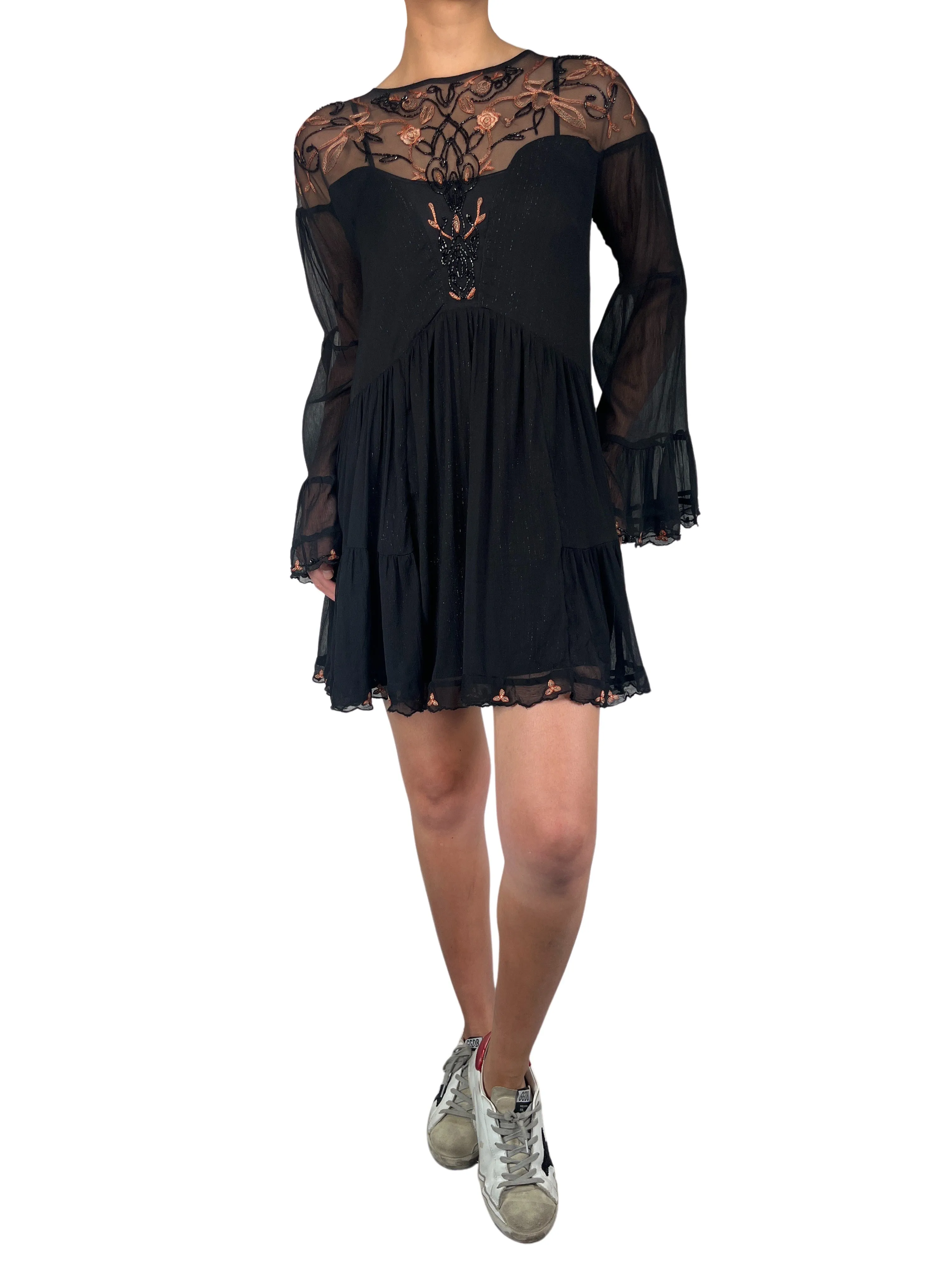 FREE PEOPLE Vestido Mini Manga Larga