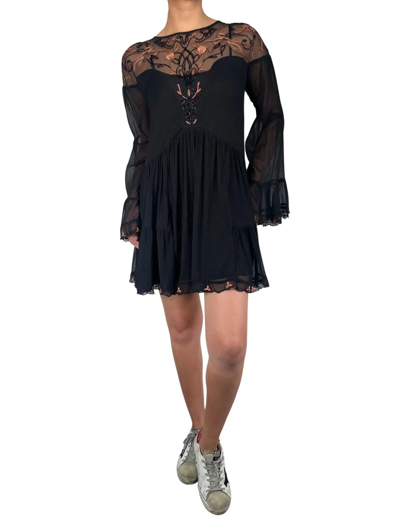 FREE PEOPLE Vestido Mini Manga Larga