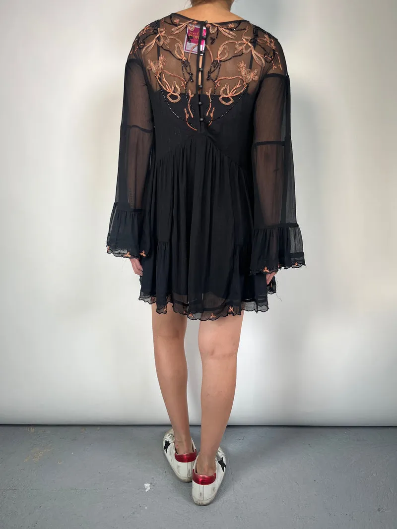 FREE PEOPLE Vestido Mini Manga Larga