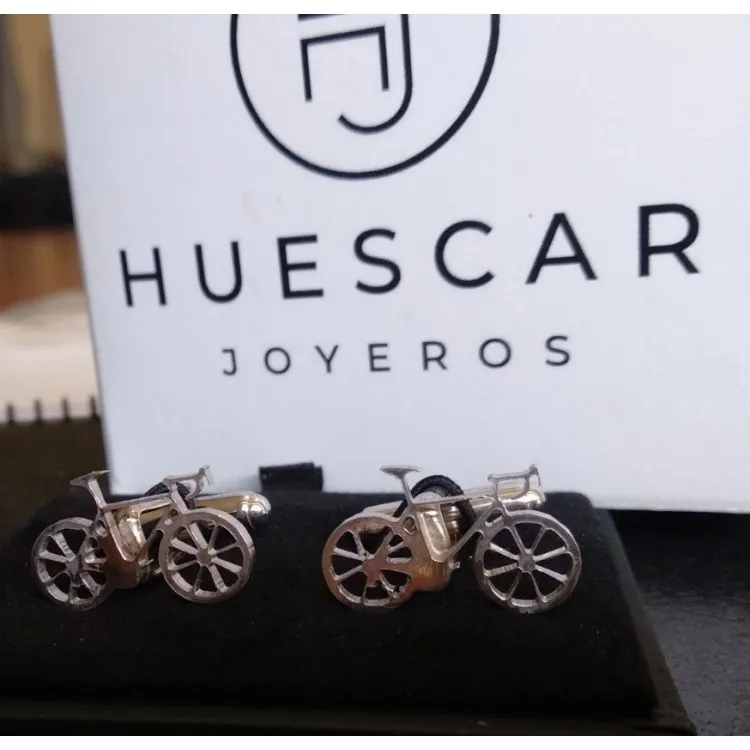 Gemelos Bicicleta en plata de ley fabricación artesanal