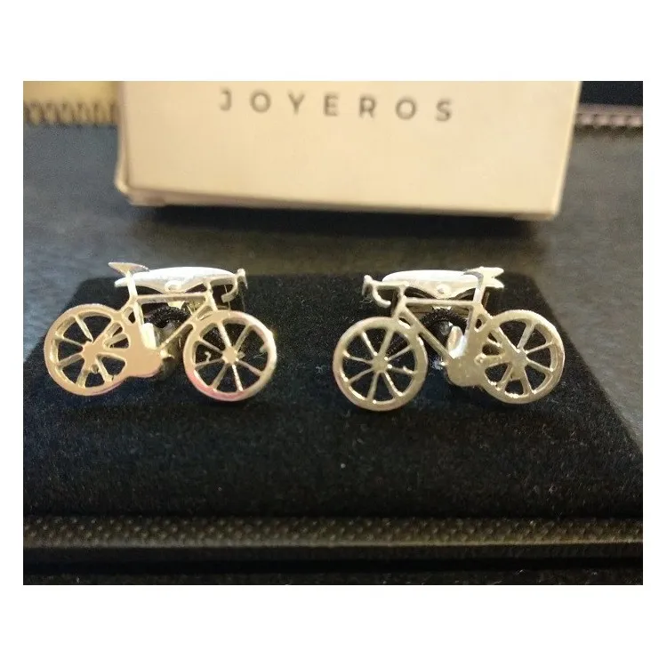 Gemelos Bicicleta en plata de ley fabricación artesanal