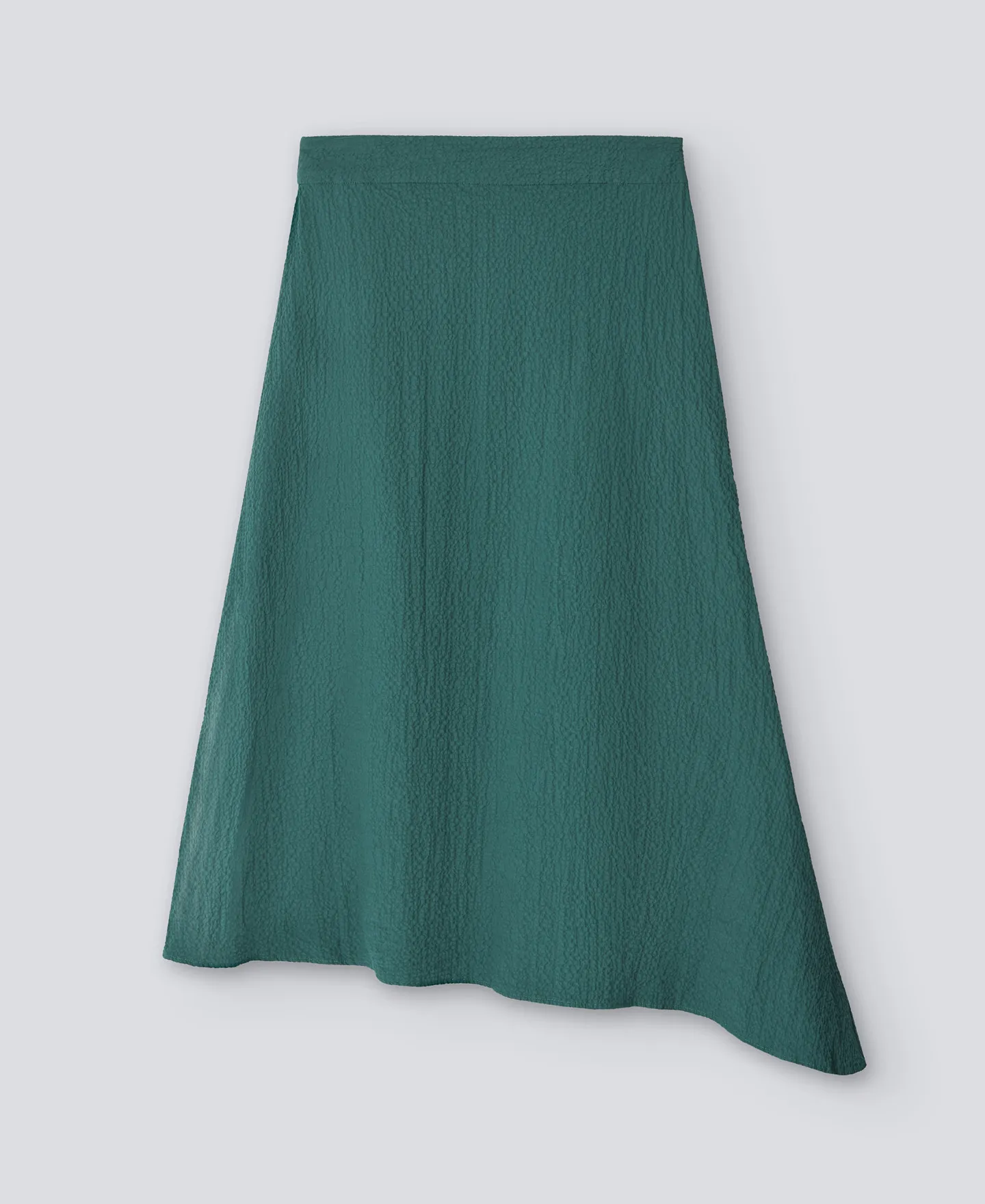 Green cotton asymmetric skirt woman